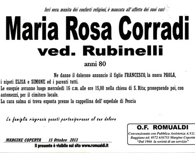 Def Maria Rosa Corradi ved. Rubinelli